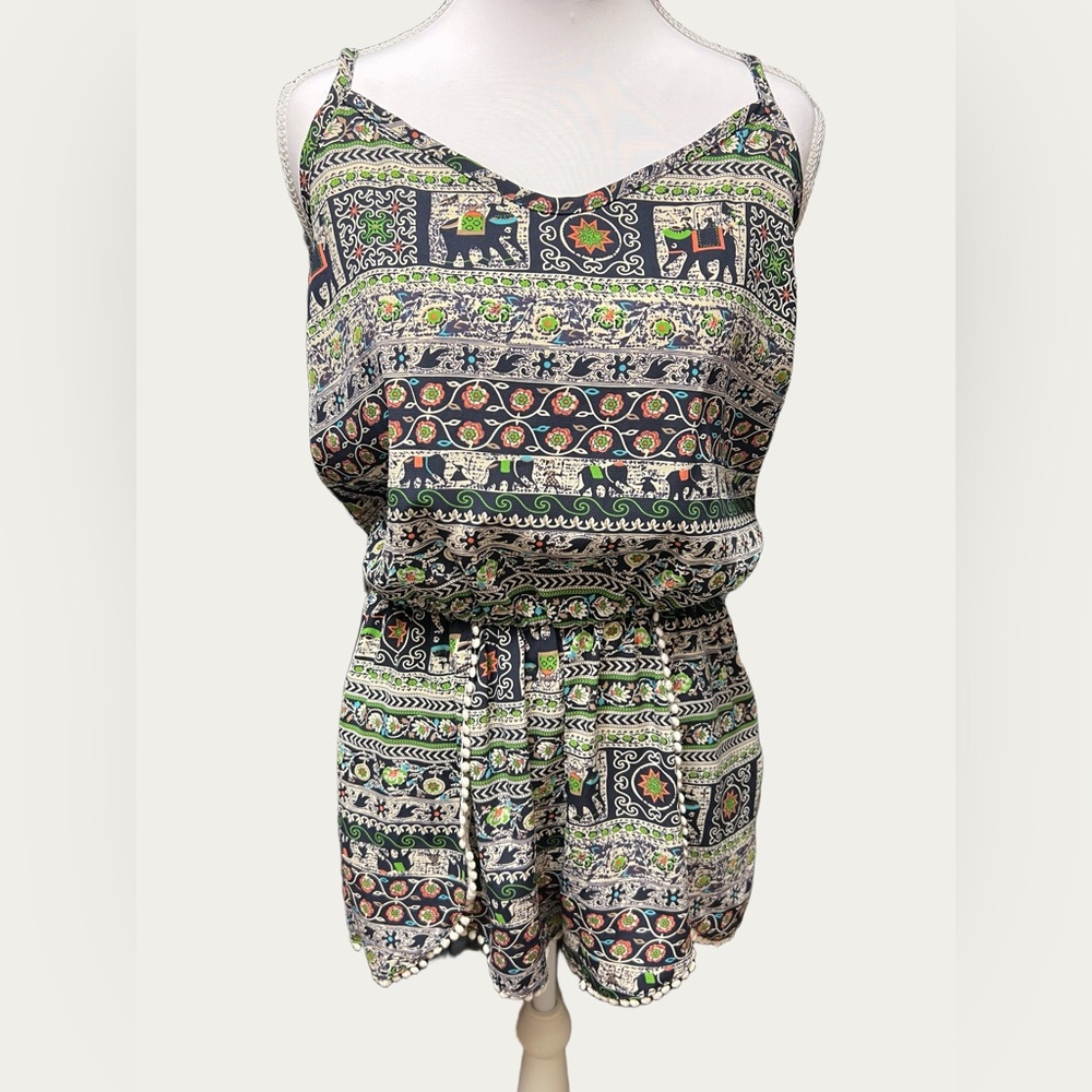 Cefian Boho Elephant Motif Romper‎ Size S